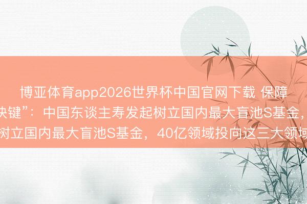博亚体育app2026世界杯中国官网下载 保障资金布局S基金按下“加快键”:中国东谈主寿发起树立国内最大盲池S基金,40亿领域投向这三大领域