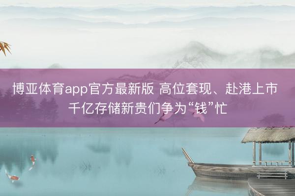 博亚体育app官方最新版 高位套现、赴港上市 千亿存储新贵们争为“钱”忙