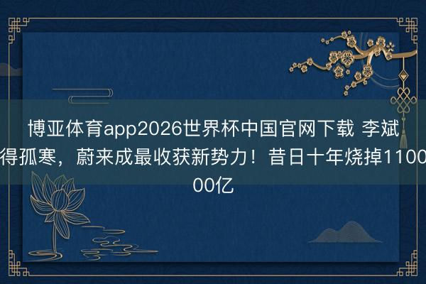 博亚体育app2026世界杯中国官网下载 李斌变得孤寒，蔚来成最收获新势力！昔日十年烧掉1100亿