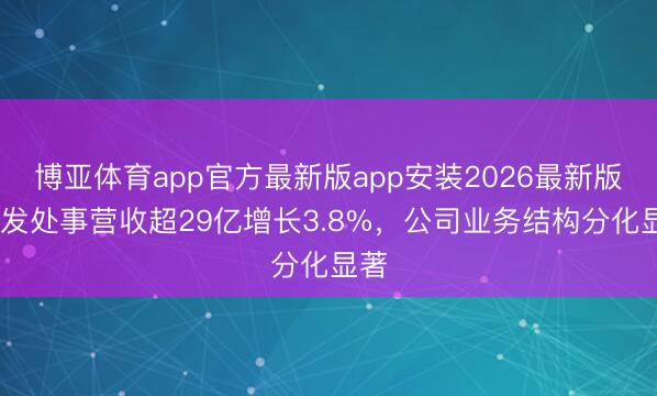 博亚体育app官方最新版app安装2026最新版 特发处事营收超29亿增长3.8%,公司业务结构分化显著